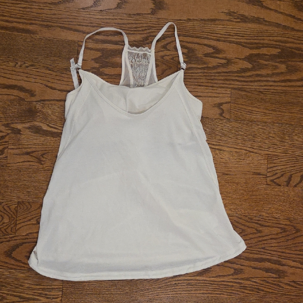 Lole Off-White Lace Detail Tank Top - Size Medium